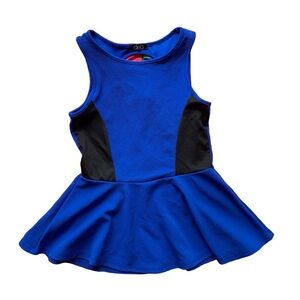 Black & Blue Peplum Top